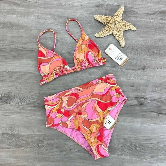 ☀️BILLABONG☀️ PRETTY GROOWY DOUBLE PRETTY GROOVY HI BIKINI SET - Picture 3 of 16